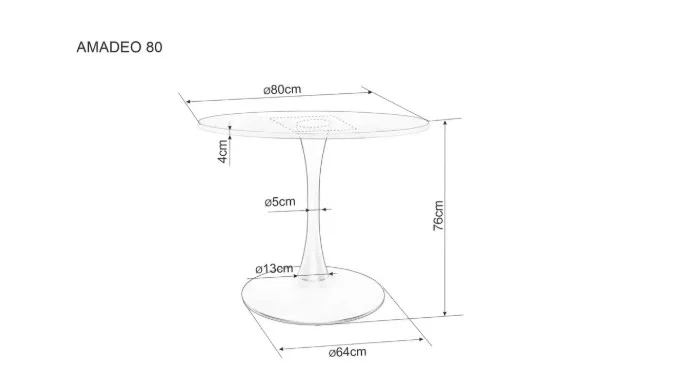 Стол обеденный SIGNAL AMADEO орех/черный мат 80