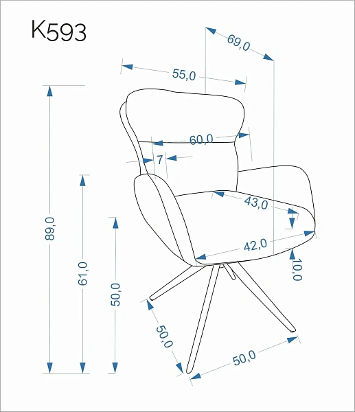 Стул HALMAR K593 серый/черный, поворотный