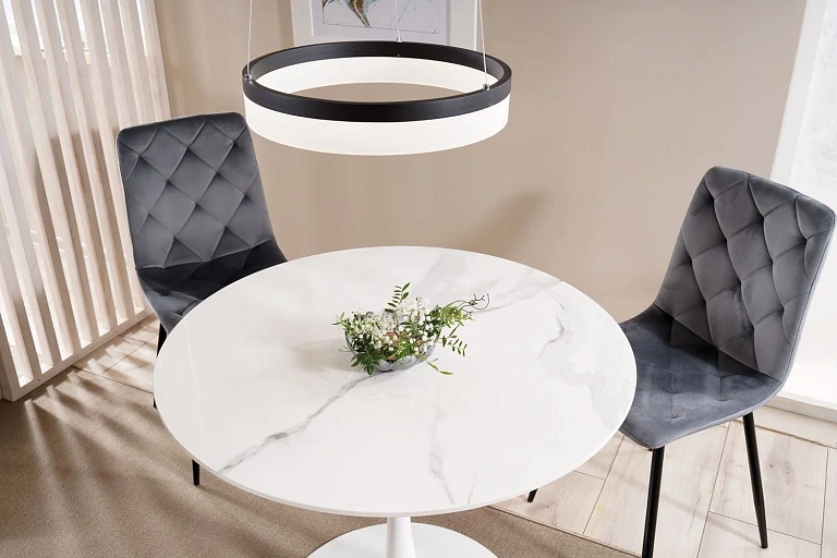 Стол обеденный SIGNAL ESPERO белый мрамор/белый 90