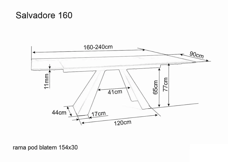 Стол обеденный SIGNAL SALVADORE Ceramic Diamond Cream кремовый/черный мат 160-240/90