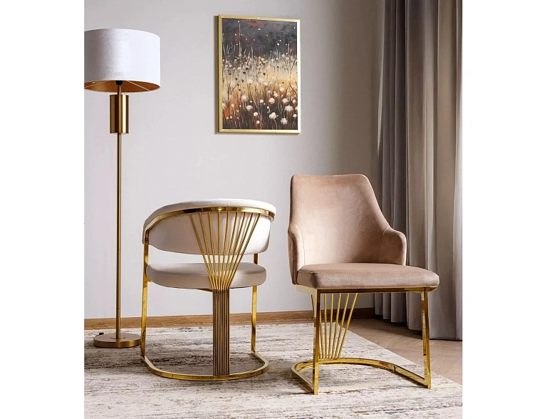 Стул SIGNAL ALURE Velvet Bluvel 28 бежевый/золотой