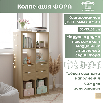 Модуль с двумя ящиками, ручка металл