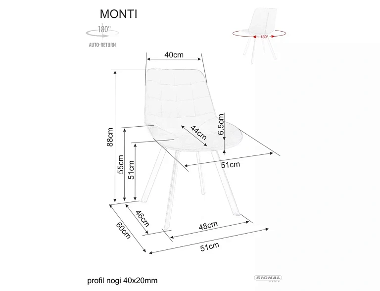 Стул SIGNAL MONTI Velvet Bluvel 40 темно-бежевый/черный, поворотный